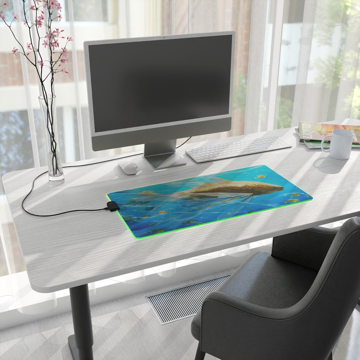 GoldenGlider - Vibrant Oceanic LED Gaming Mouse Premium Pad