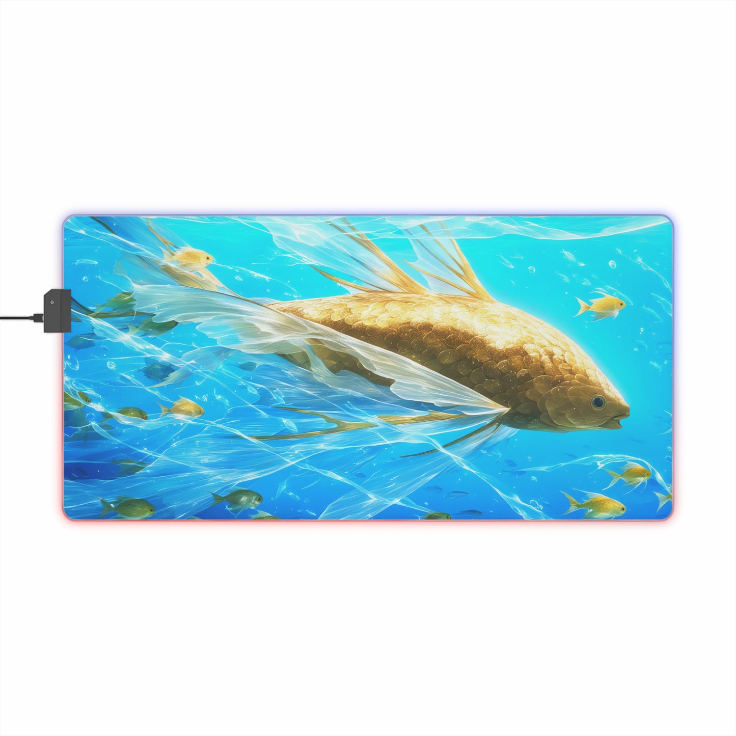 GoldenGlider - Vibrant Oceanic LED Gaming Mouse Premium Pad